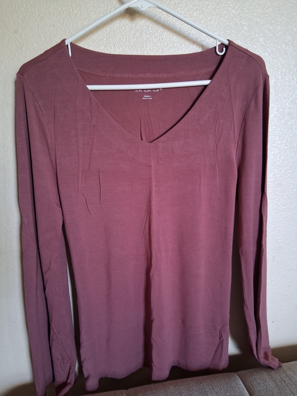 Soft Surroundings Mauve V-Neck Long Sleeve Top Sz M